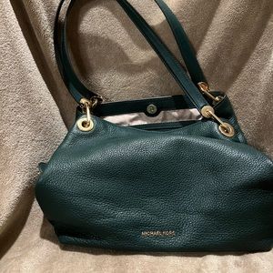 Green Michael Kors pebbled leather shoulder bag